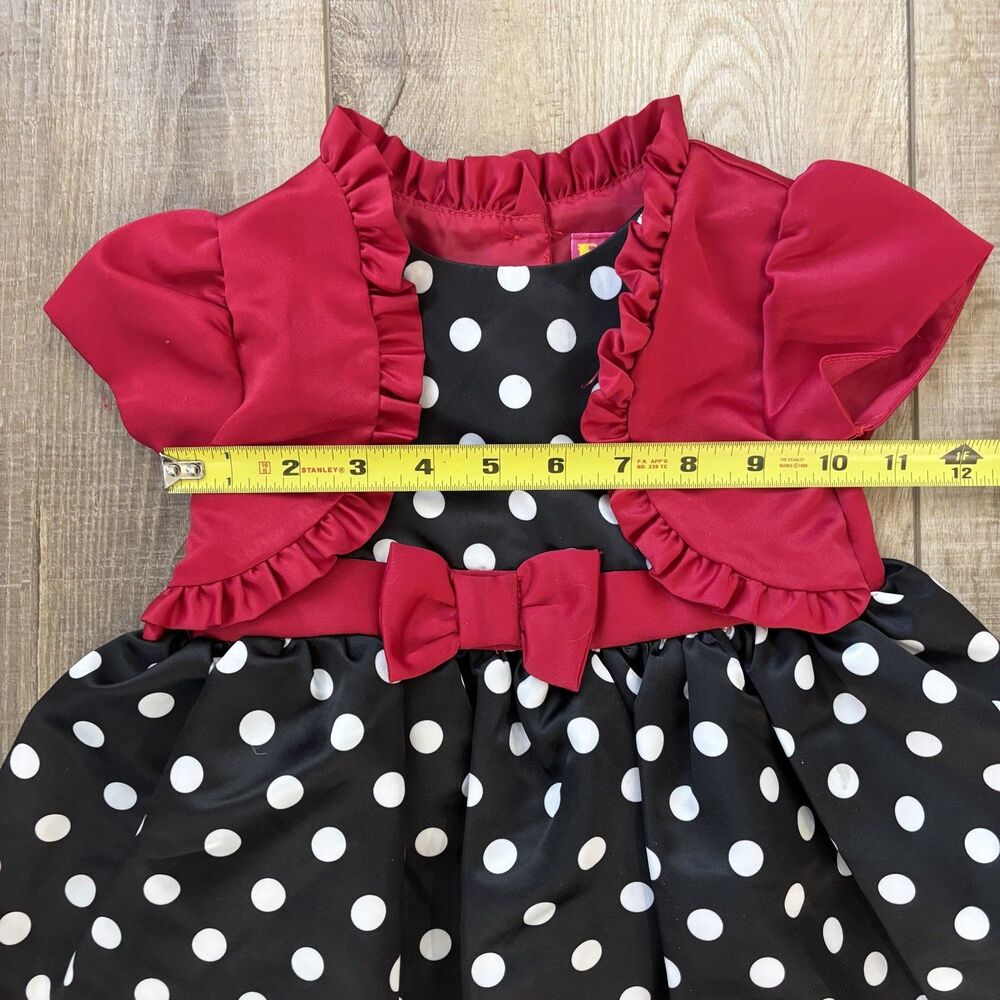 Bench Park Kids Girl Toddler Dress Size 2T Red Black Wedding Event Church Minnie - Picture 7 of 9